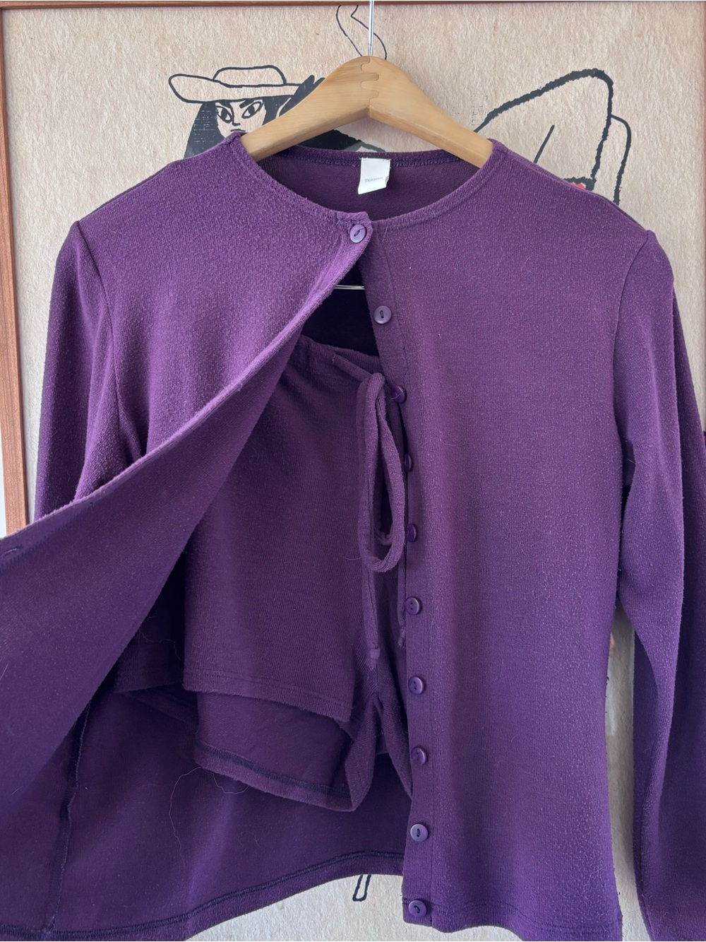 Deep Purple Button-Front Knit Cardigan Set